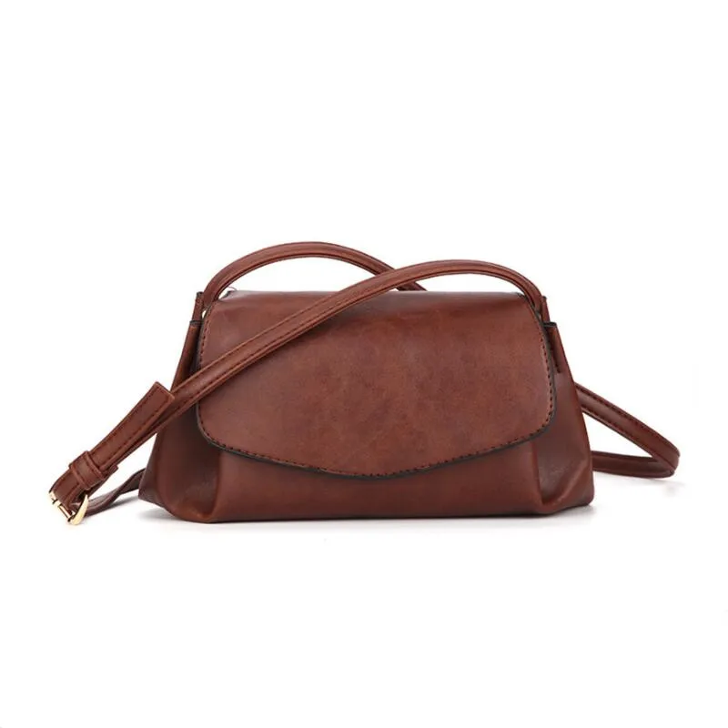 

Bag female 2021 new Korean fashion shoulder bag simple female bag retro soft leather solid color messenger bag
