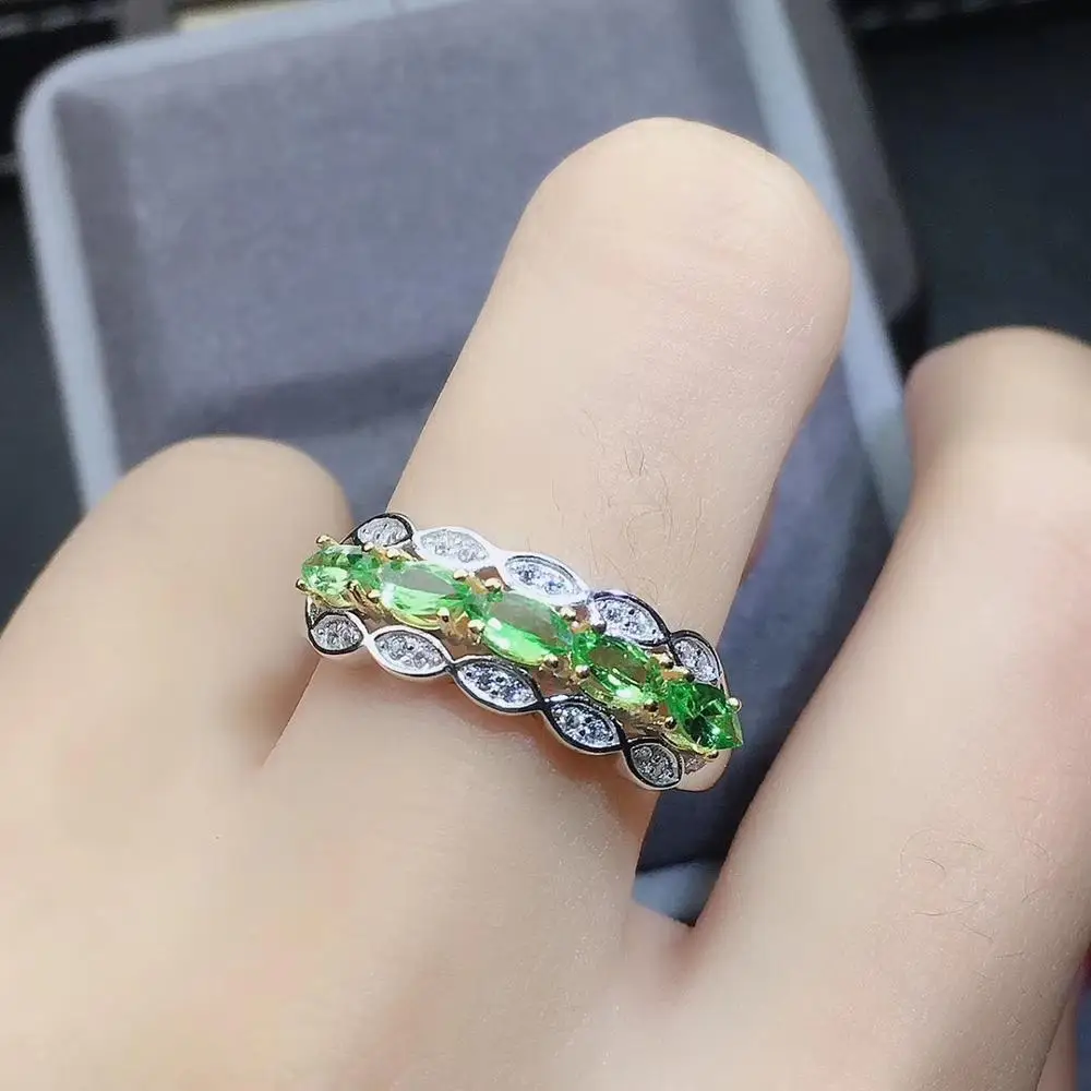 KJJEAXCMY Изящные Ювелирные изделия из натурального Tsavorite 925 пробы серебряные новые