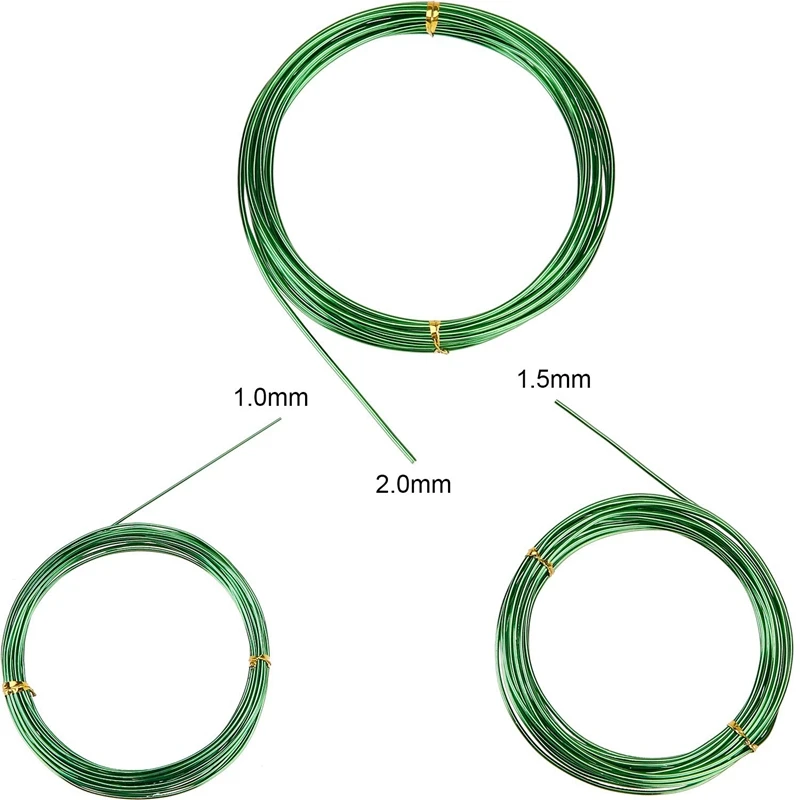 

9 Rolls Bonsai Wires Anodized Aluminum Bonsai Training Wire with 3 Sizes (1.0 mm, 1.5 mm, 2.0 mm) Total 147 Feet (Black, Brown,
