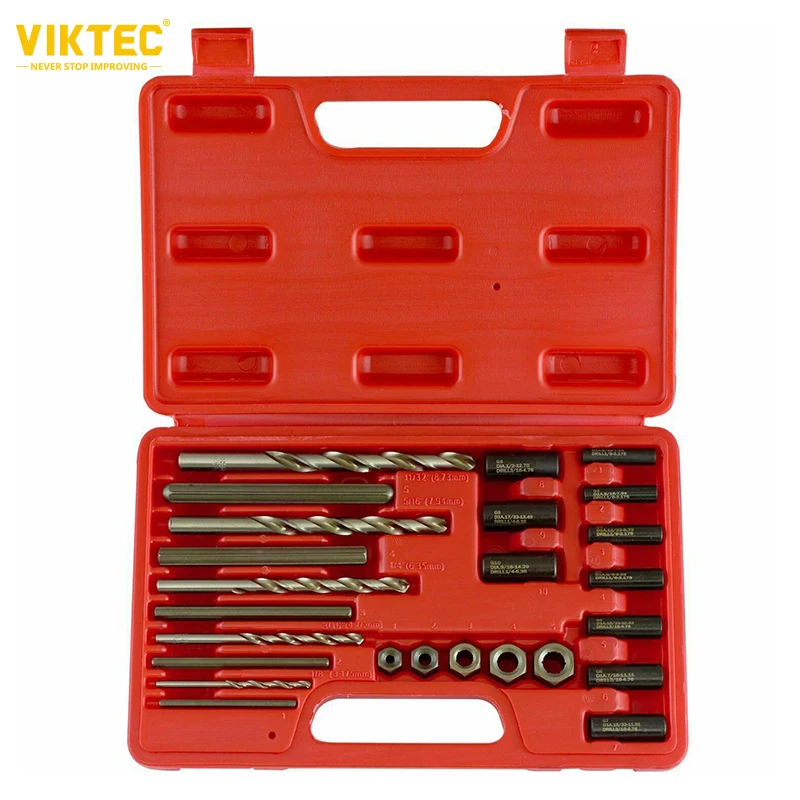 

VTN1045 25pc Screw Extractor Easy Out Drill And Guide Broken Screws Bolts Remover Kit
