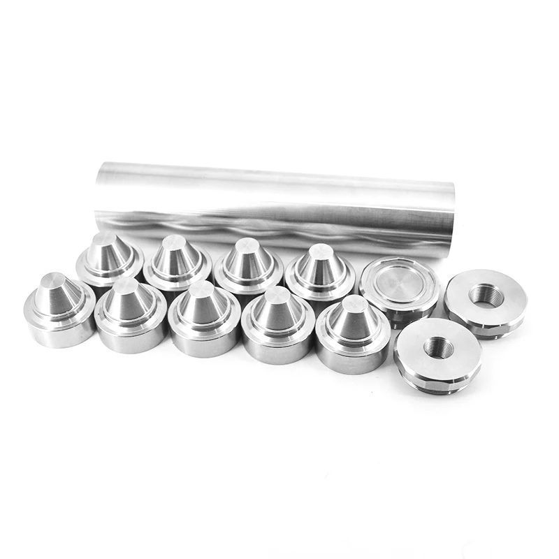 

17-4 Stainless Steel 1.375x24 Thread 1/2x28+5/8x24, 9x Skirted Cone Cups 7.8''L 1.5" OD Solvent Trap Fuel Filter Built in Spacer