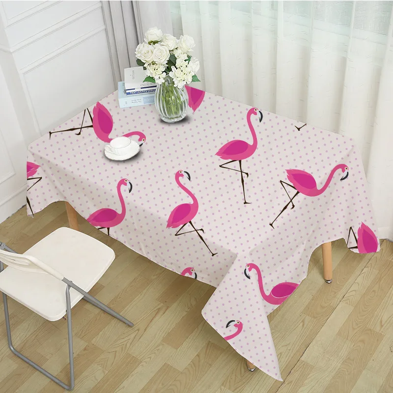 

Rectangular Dining Tablecloth Flamingo Printed Party Table cover Mat Clothes Anti-scalding anti-oil Home Decor 0025