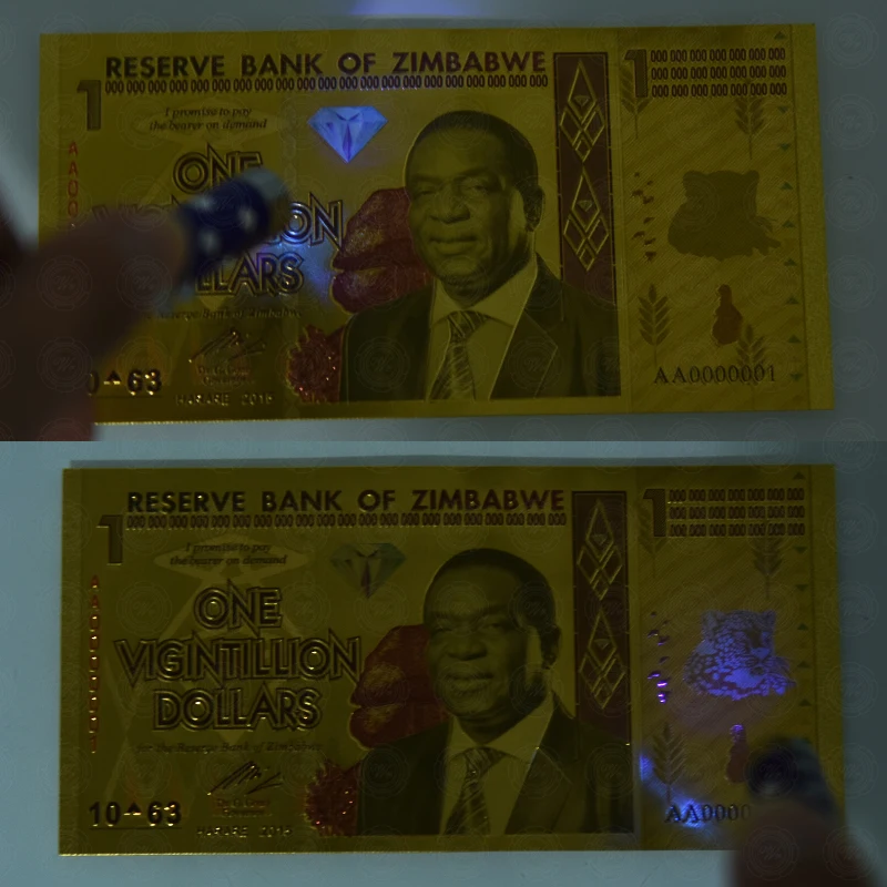 Поддельные деньги 1000 шт. 100 трлн долларов Зимбабве золотые банкноты с качество
