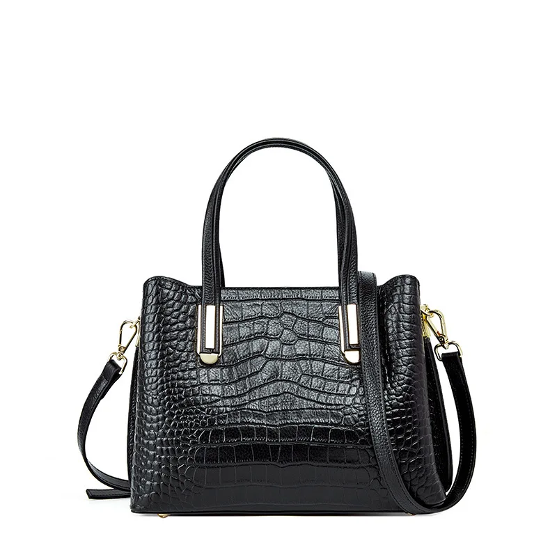 Crocodile pattern top layer handbag2021New trendy temperament ladies hand bag bag women's all-match leather shoulder A30
