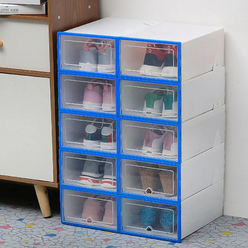 DIY прозрачные пластиковые обувные коробки штабелируемые складные ящики для