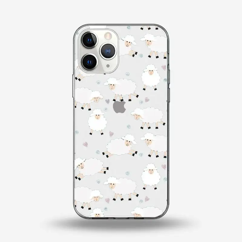 

sheep Phone Case Transparent for iPhone 6 7 8 11 12 s mini pro X XS XR MAX Plus custom protective shell funda