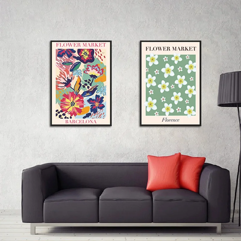 Декор комнаты Подростковая Картина на холсте красочные цветы свежий постер