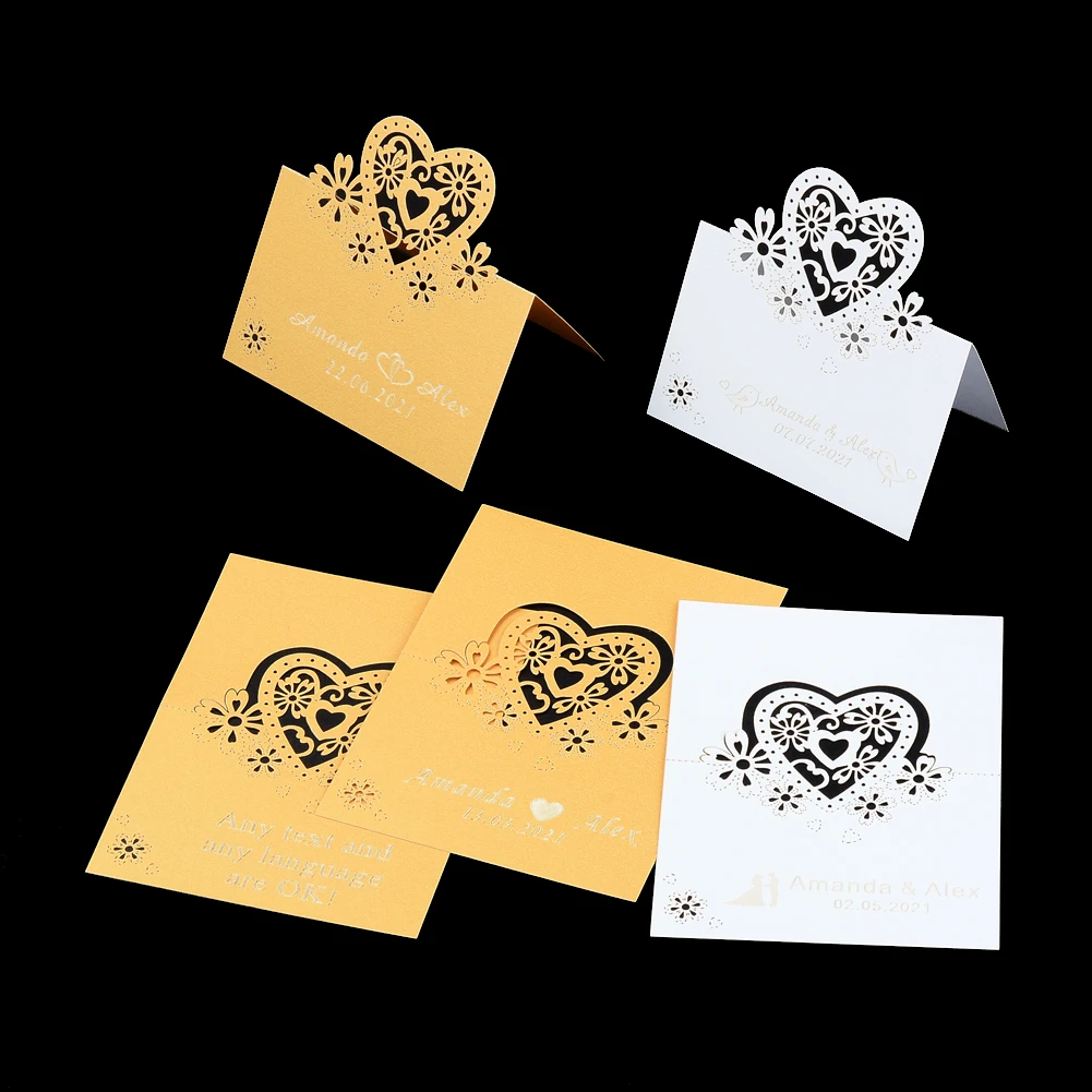 50 шт/персонализированные пользовательские в форме сердца стол для лазерной