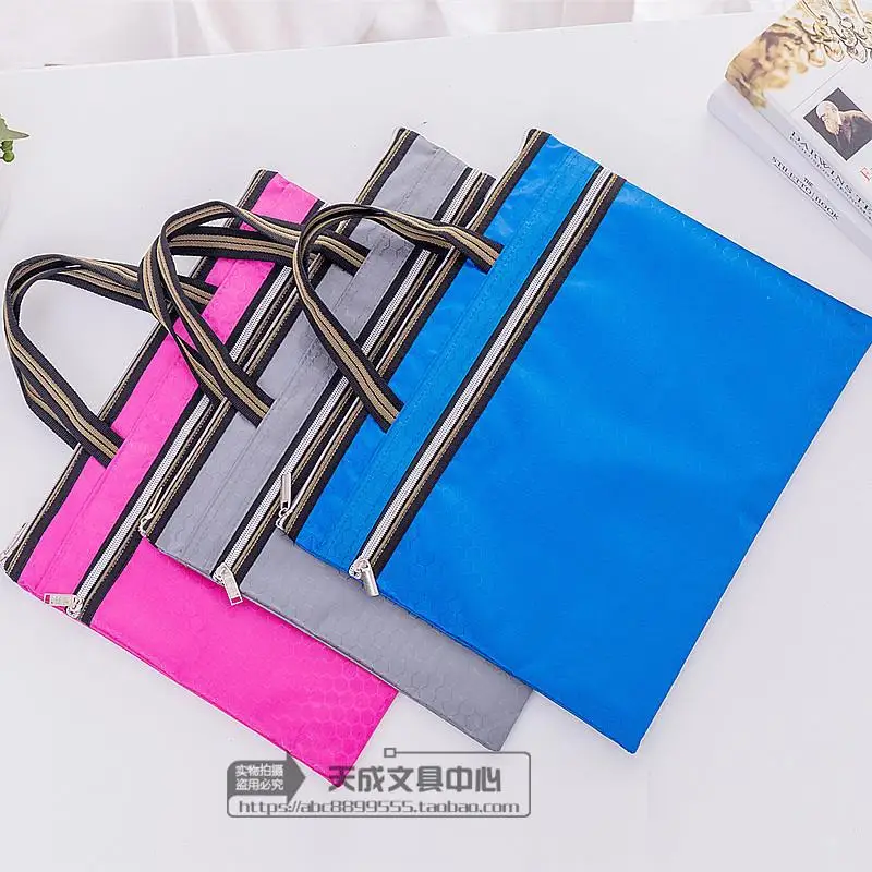 

File Holder Canvas Waterproof Zipper Bag Multilayer File Bag Women's A4 Portable Briefcase Business Men's File Bag