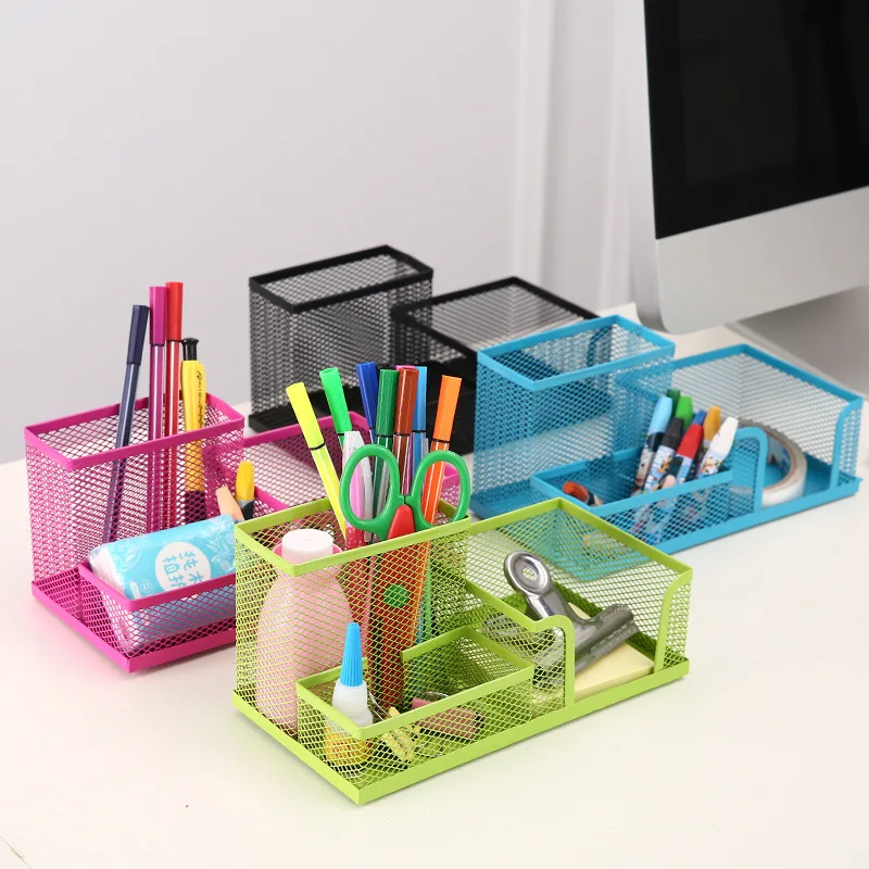 

8 Inch Desktop Wrought Iron Multifunctional Pen Holder , Combination Stationery Storage , 9128 Multi-color Office Storage Box