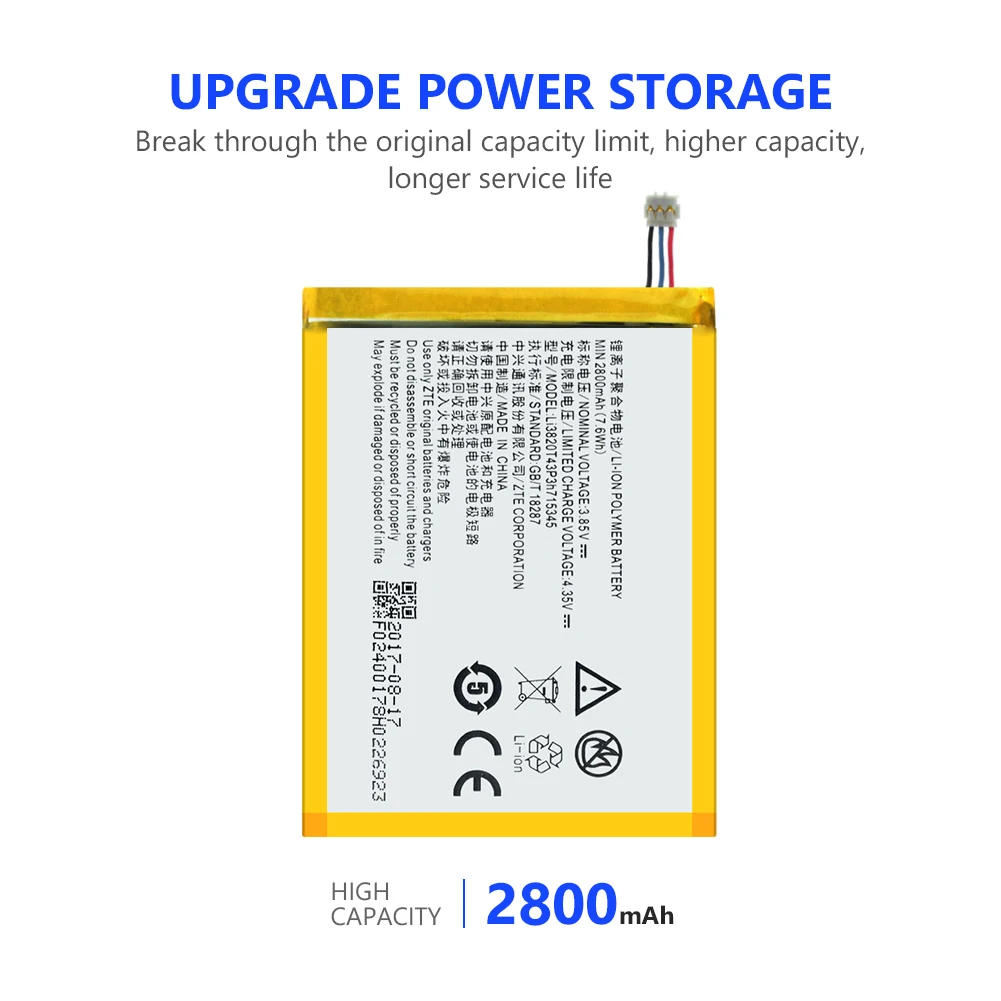 Подлинный Li3820T43P3h715345 2000mAh аккумулятор литий полимерный для телефона zte Grand S Flex MF910