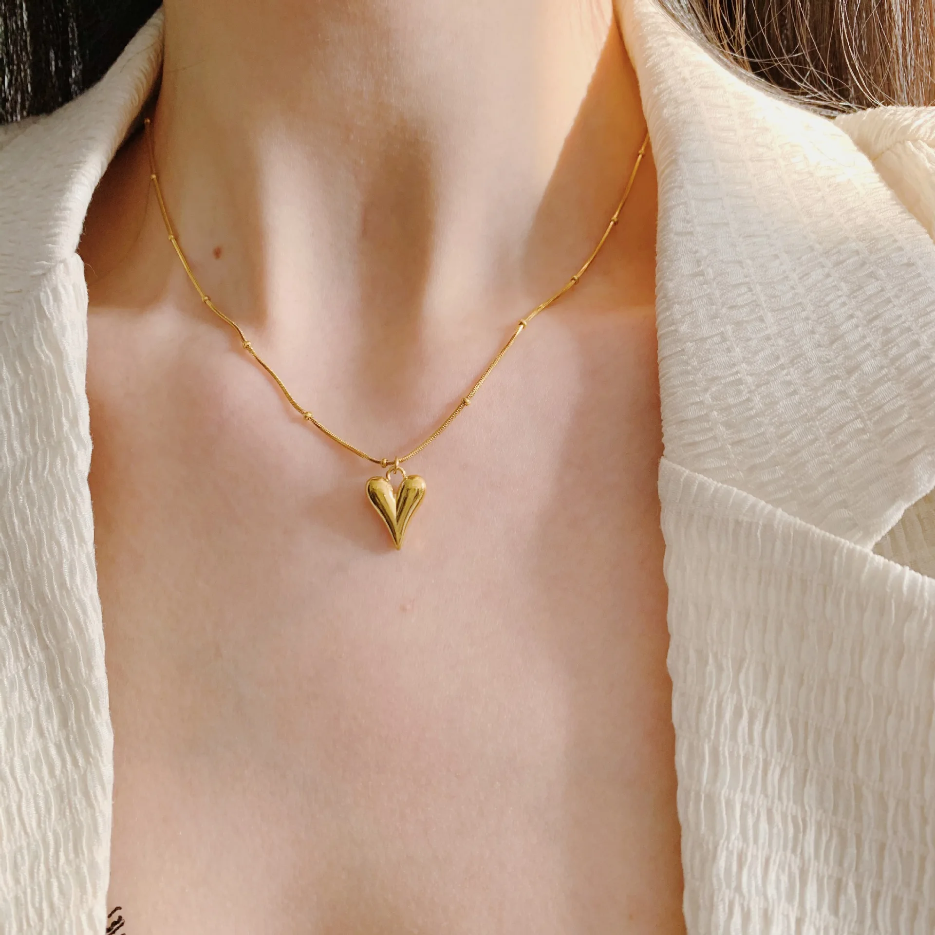 

XIYANIKE 316L Stainless Steel Gold Color Heart Pandent Necklaces For Women Clavicle Chain 2021 Trendy Fashion Party Gift Jewelry