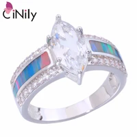 cinily created rainbow fire opal white stone cubic zirconia silver plated wholesale for women jewelry ring size 6 9 oj9258