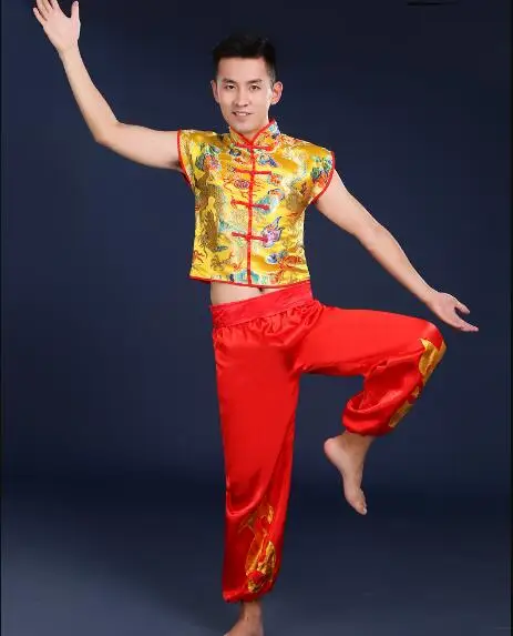 Chinese Lion Dance Men Acrobatic Folk Drumming Stage Tradition Suit Classical |