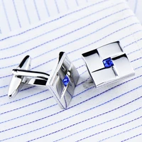 cufflinks french shirt mens suit business banquet speech wedding gifts high quality classic trendy simple blue crystal cufflink