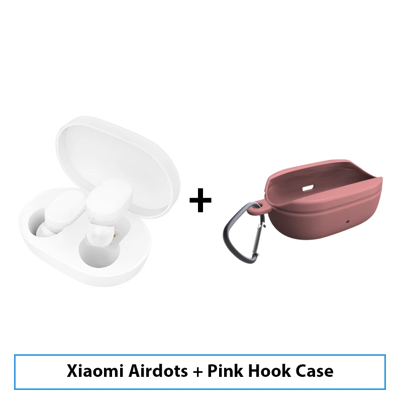 Add Pink Hook Case Xiaomi Mijia Airdots TWS Беспроводные Bluetooth 5,0 наушники вкладыши Молодежная версия стерео бас с микрофоном свободные Наушники управление AI - Цвет: Add Pink Hook Case