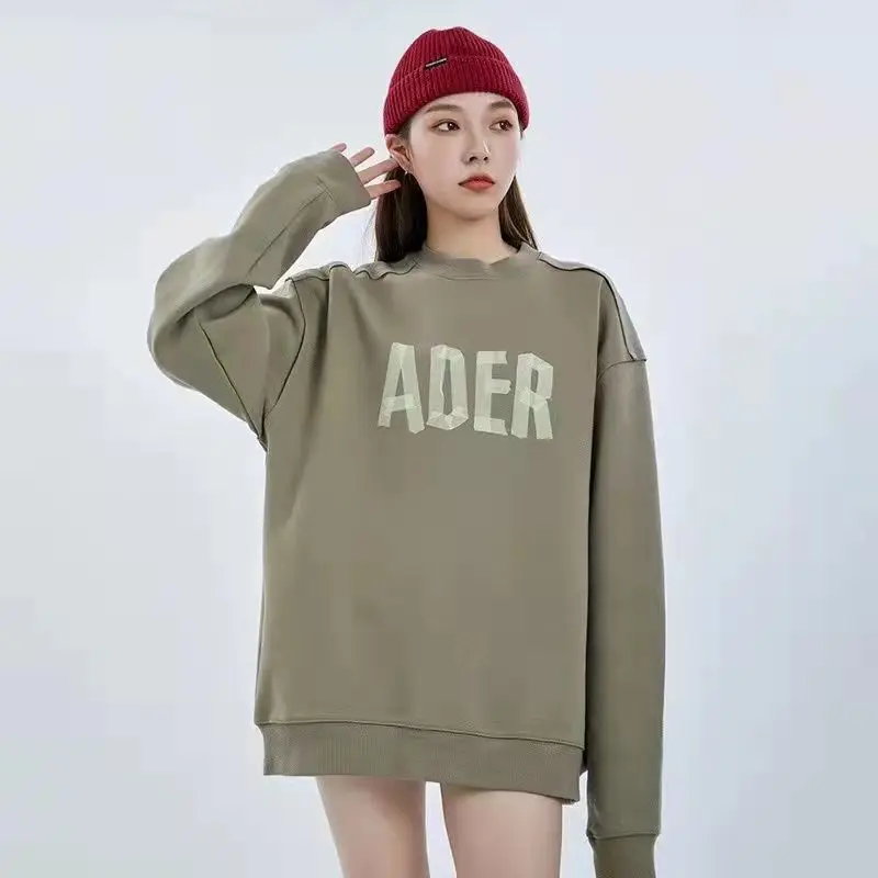 

Korean Chao Brand Men Women Same Hoodies Loose Casual O-neck Autumn Winter Plush Long Sleeve Women Letter Pullover Top Hoodie