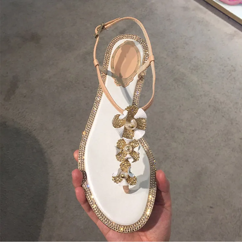 

Prowow Summer Gladiator Shoes Sandals Crystal Flower Sandals Women Zapatos Mujer Fashion Brand Chaussure Femme Sandals Beach