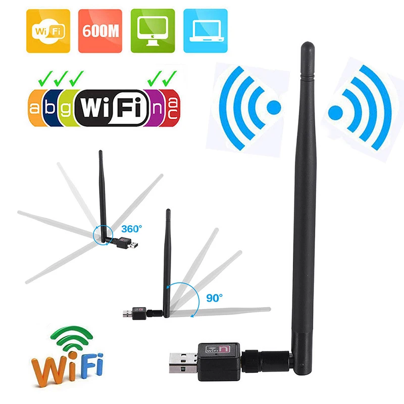 Беспроводной Wi-Fi роутер USB 600 2 0 м сетевая LAN-карта с антенной 5 дБи | Электроника