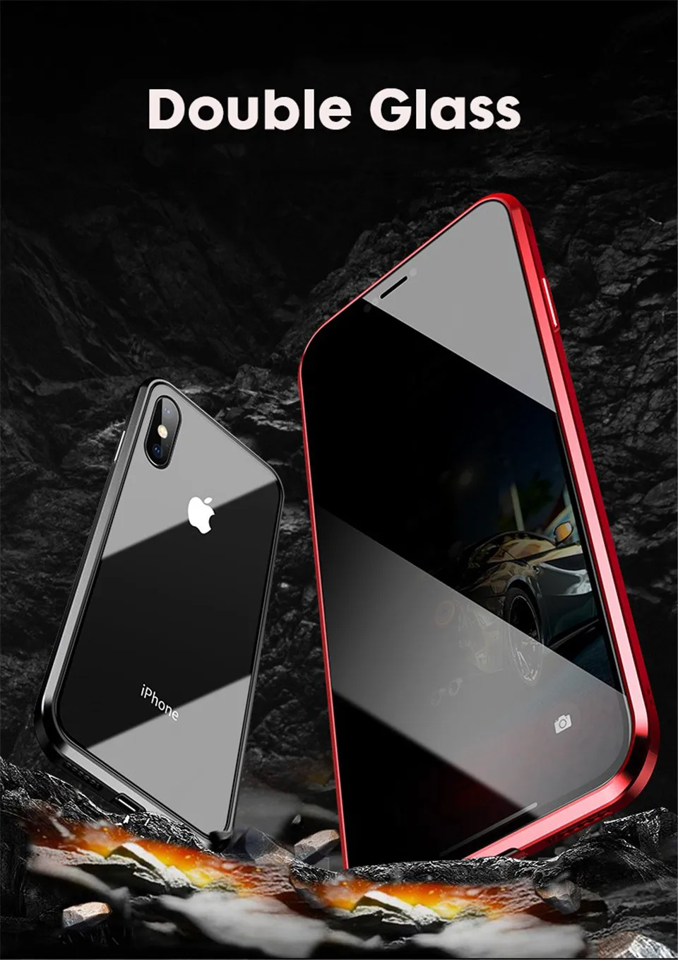 360 магнитный адсорбционный чехол для iPhone XS MAX XR X 7 8 6 6s Plus Передняя Задняя крышка из закаленного стекла полный защитный чехол на для айфон XS MAX X 8 Plus 7 6 6s плюс XR