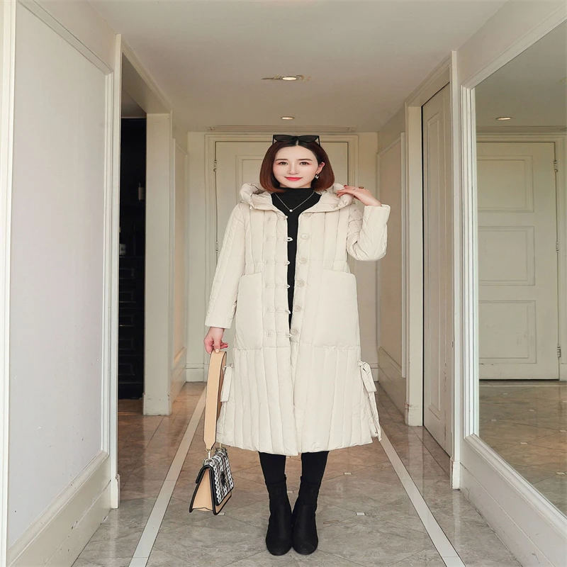 

Women's Winter Down Jackets Europe and America 2021 Parkas Down Cotton Padded Clothes Large Pocket Medium Length New Style Coat