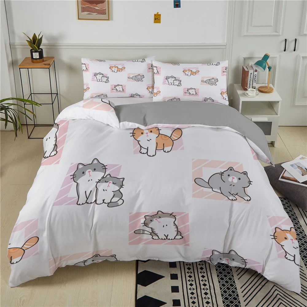 

ZEIMON Sweet Puppy 3D Bedding Set Kids Girls Kitty White Quilt/Duvet Cover Queen King Size And Pillowcase Bedclothes For Bedroom