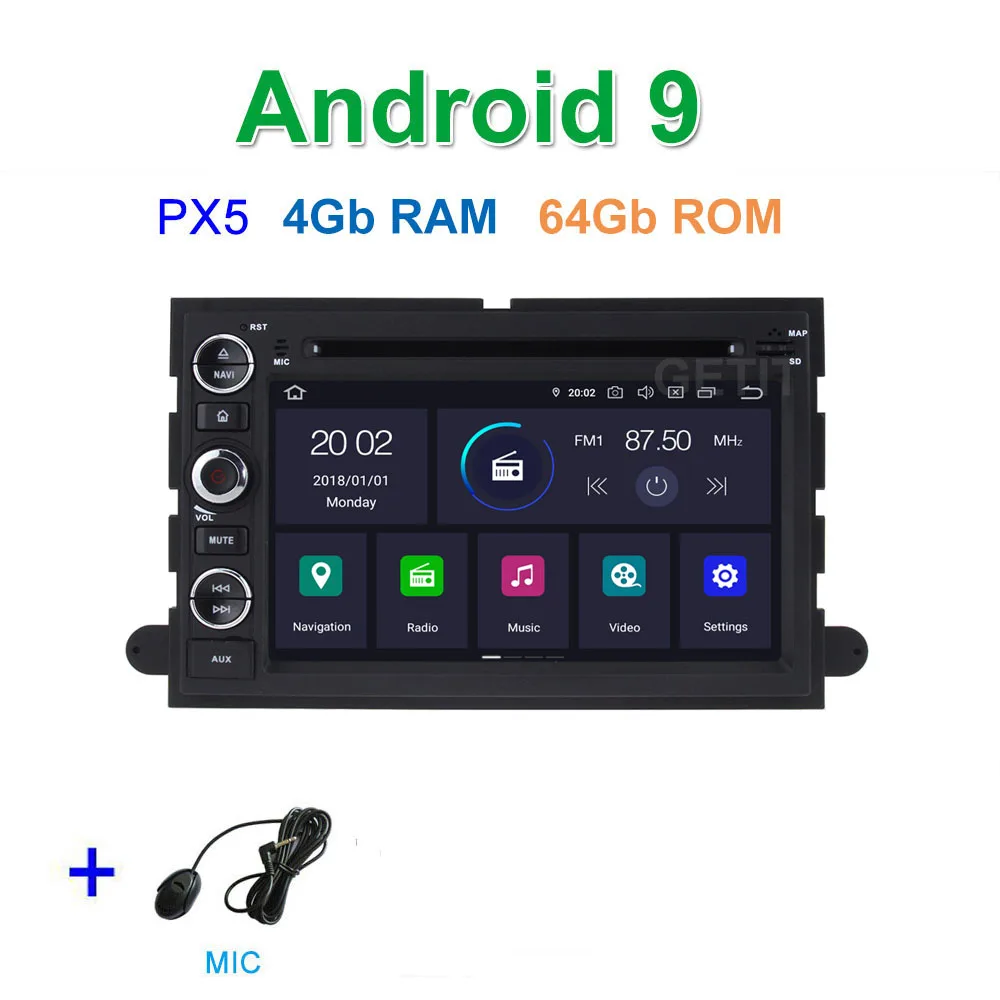 PX5 4G-RAM 64G-ROM DSP 64G PX6 Android 9.0 Car DVD Player Radio Stereo GPS for Ford 500/F150/Explorer/Edge/Expedition/Mustang/fusion/Freestyle - Цвет: PX5 4G-RAM 64G-ROM