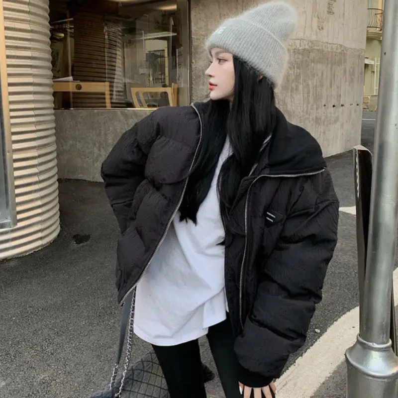 EleeMee Winter Jacket Fashion For Women Zipper Green Ins Stylish Thick Warm Turtleneck Parkas Loose Coat Lady Free Size | Женская одежда