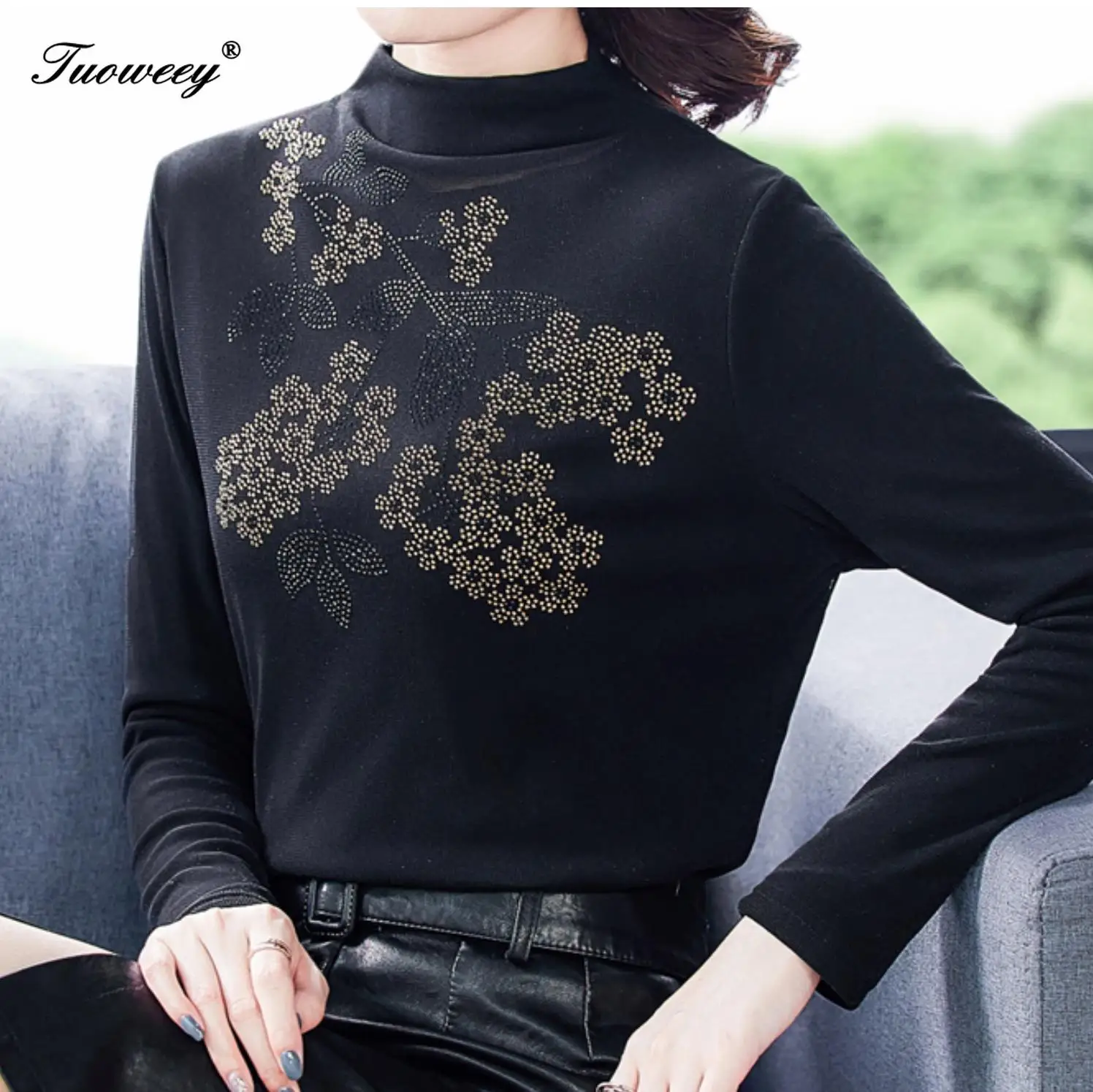 

Mujer de moda 2020 женская футболка большого размера на пуговицах, кружевная водолазка, бархатная теплая блуза с длинным рукавом, элегантные топы д...