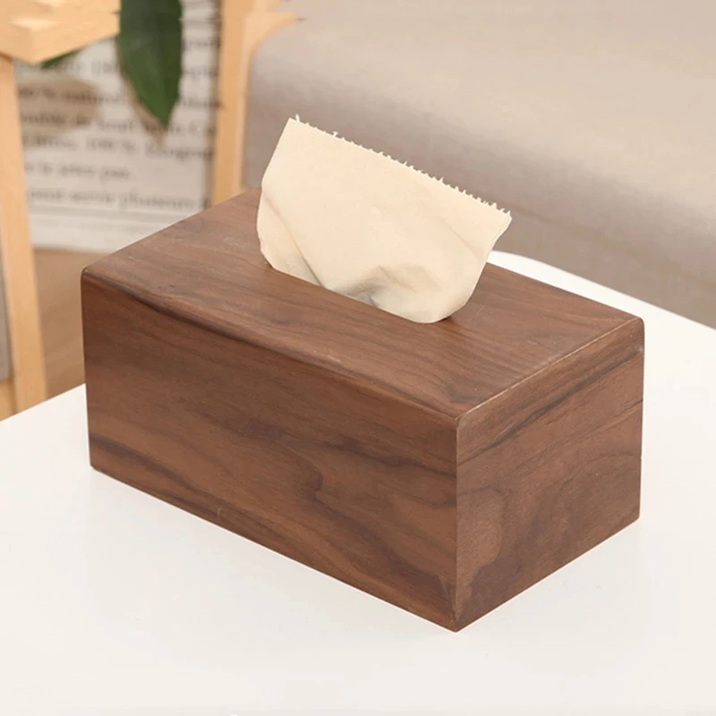 

Wooden Bathroom Facial Tissue Box Holder Cover Home Office Tabletop Napkin Dispenser Walnut Wooden Tissue Box