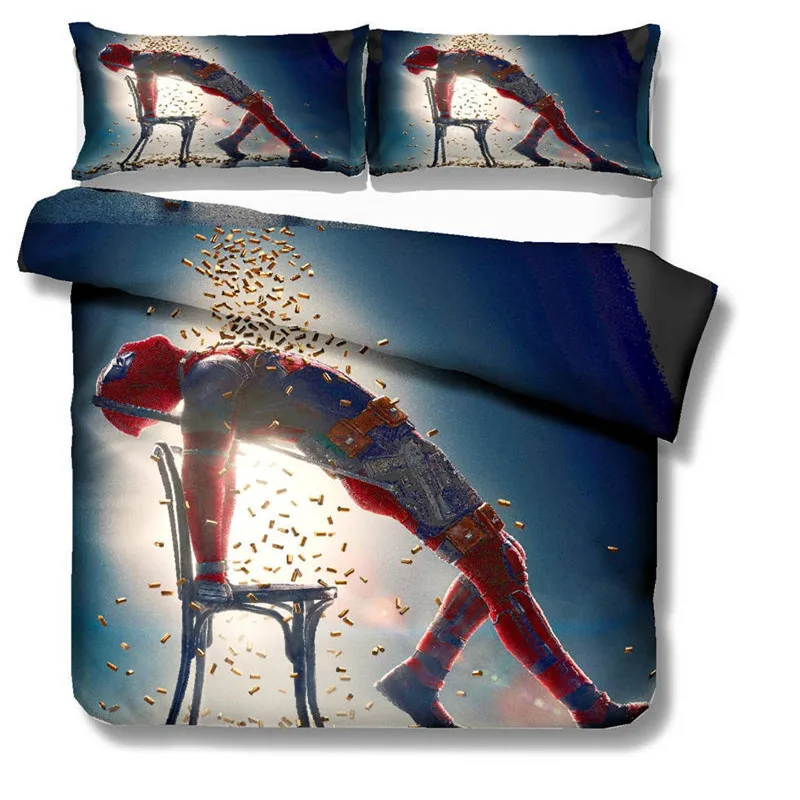 

New Cartoon Marvel Deadpool 3D Bedding Set Adult Boy Children Room Decor Duvet Covers Pillowcases Bedclothes Bed Linen Gifts