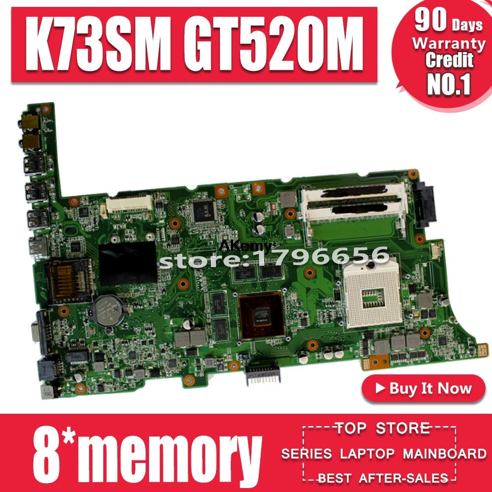 K73SM материнская плата 8 * Память GT520M 1 ГБ Rev 2 3 для For Asus K73SV K73SD ноутбука