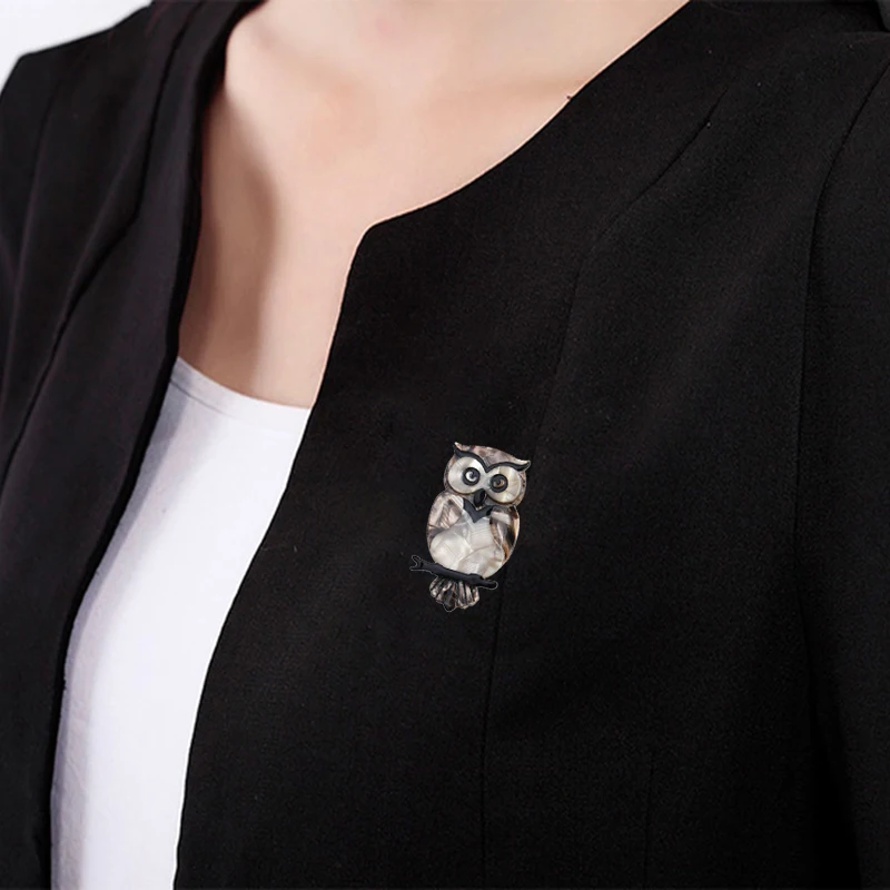 Женская винтажная акриловая брошь MAIKALE в форме совы с птицами аксессуар для