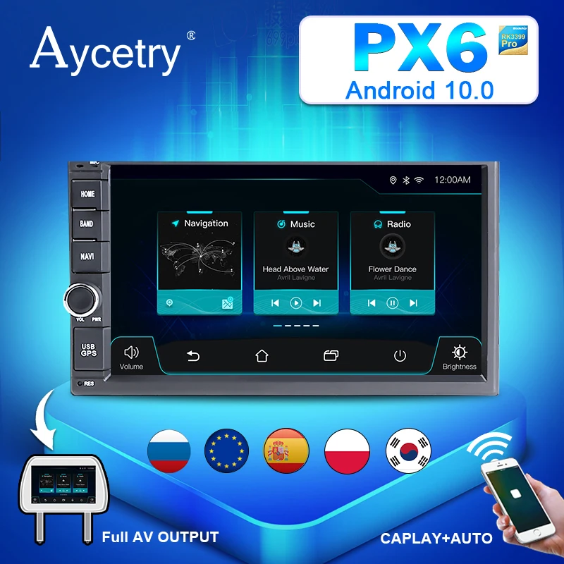 Магнитола автомагнитола PX6 универсальный автомобильный Радио 2 din Android 10