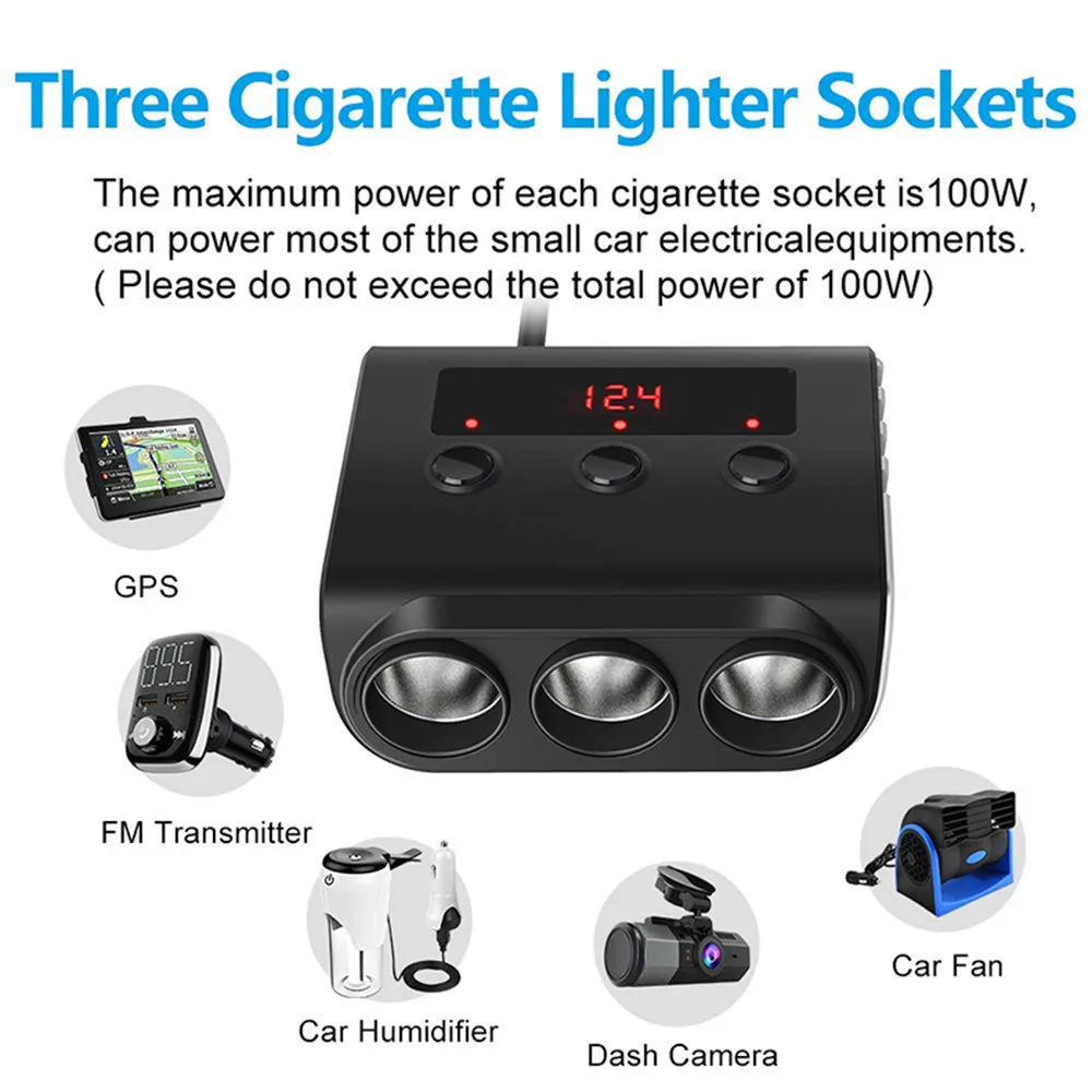 12 24v car cigarette lighter socket splitter car charger with onoff switch 4 ports usb charger for gps mobile phone free global shipping
