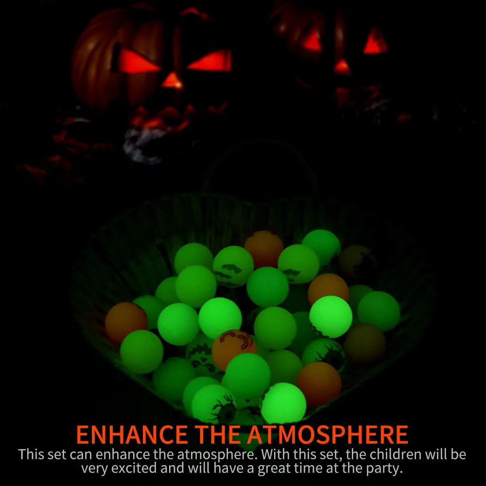 

72pcs Funny Luminous Bouncy Ball Halloween Ball Rubber Bright Bounce Halloween Decoration Ball Luminous Bouncing Ball