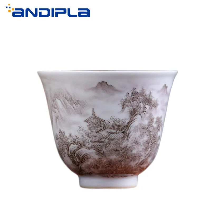 

130 мл ручная роспись пейзаж узор чашка для чая искусственная чашка для чая кунг-фу