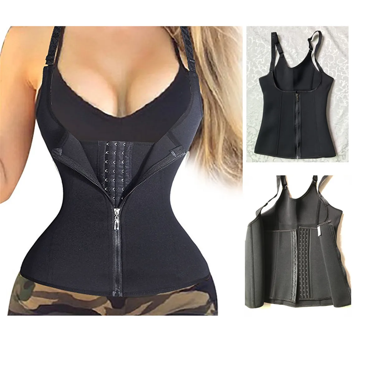 

Shapers Double-layer Tank-top Ultra Sweat Sports Fitness Extreme Perspiration Neoprene Corset Waist Trainer Shapewear Women