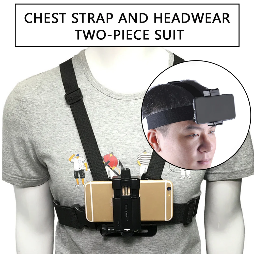 

RYWER Cell Phone Chest Mount Harness Strap Holder Mobile Phone Clip for Smartphone POV Video Outdoor GoPro SJCAM YI shooting