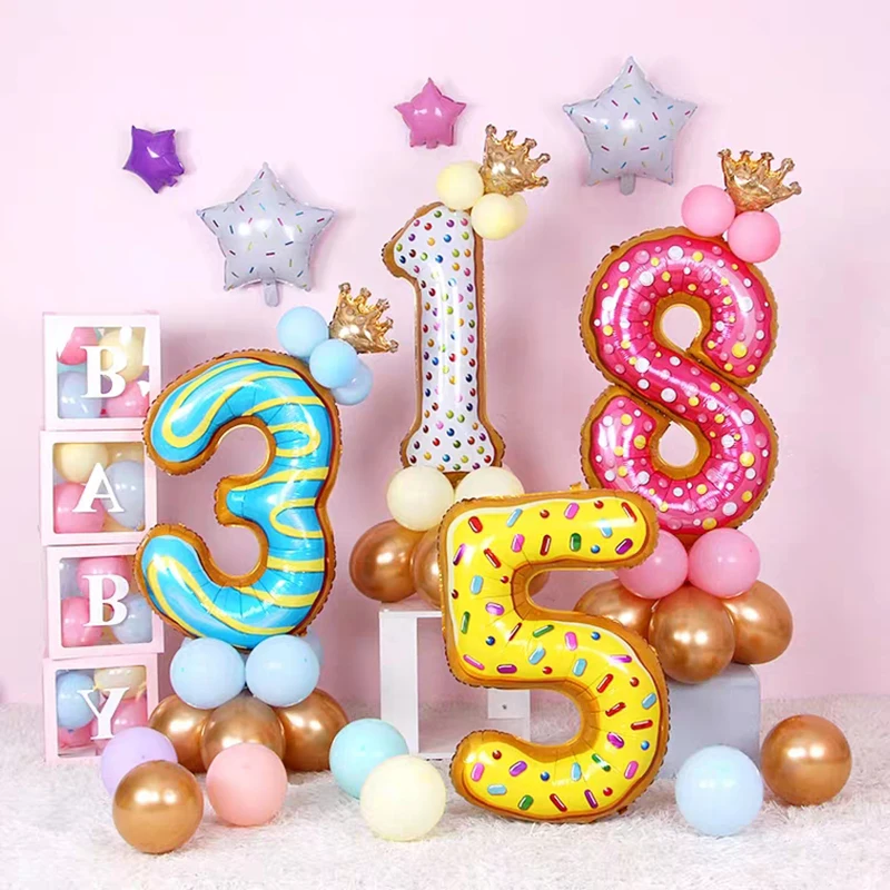 

40 inch Ballon Donut Number Foil Balloons Happy Birthday Party Decorations Kids Toys Birthday balloons Baby Shower Decorations