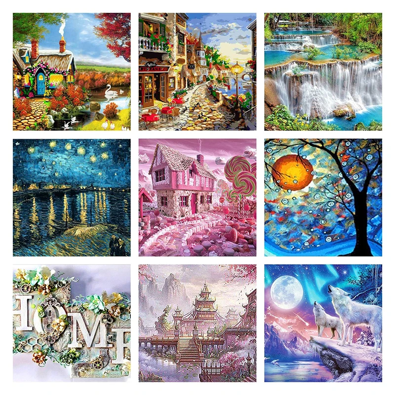 

5D DIY Diamond Painting Garden Scenery Mosaic Picture Full Round Diamond Embroidery House Cross Stitch Craft Home Decor 30x40cm