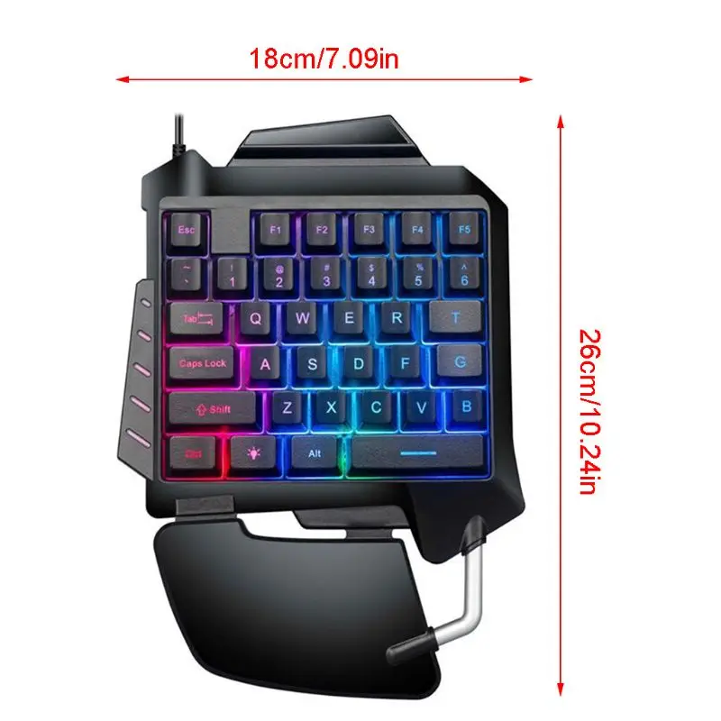 

Mechanical One-Hand Gaming Keyboard Portable LED Backlight Mini Gaming Keyboard