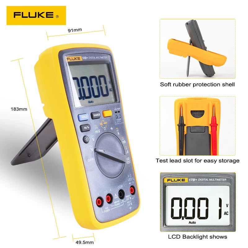 Оригинальный цифровой мультиметр Fluke 18B + Plus с мягким чехлом|Мультиметры| |