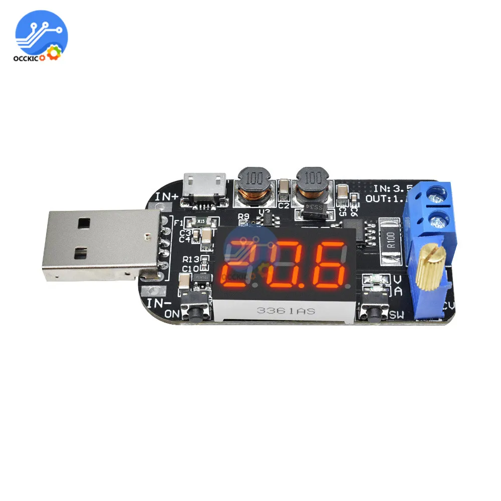 

15W USB Charger Module DC-DC CVCC 5V to 1V 9V 12V 24V Adjustable Power Supply Battery Charging with LED Digital Display