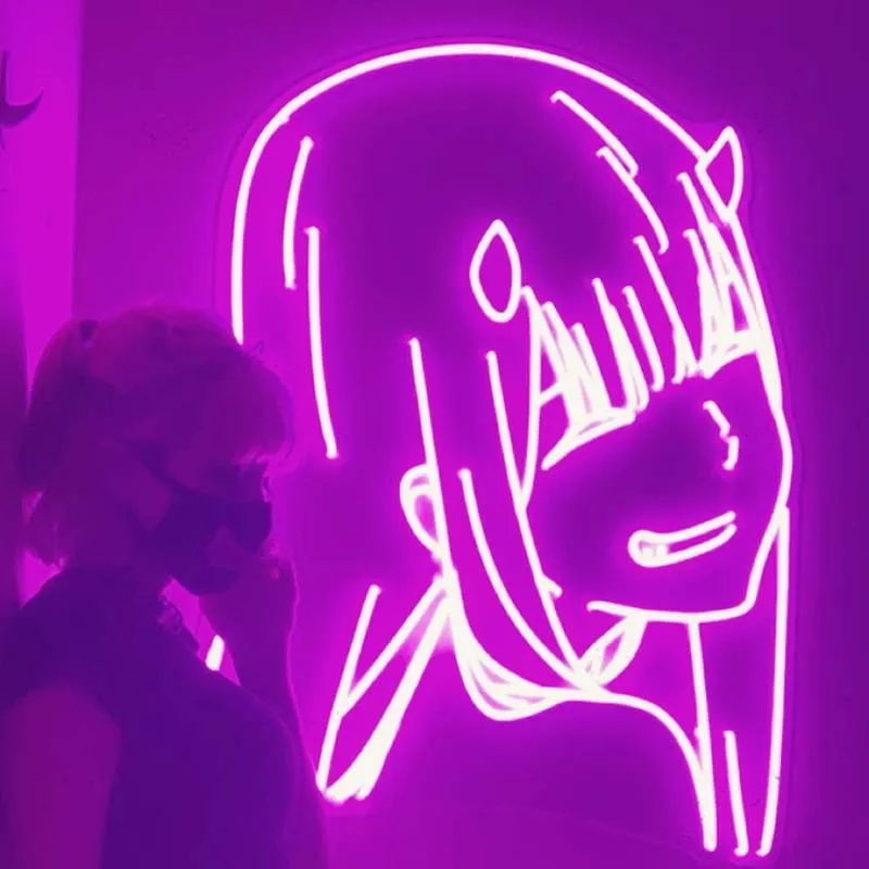 Zero-signo de dos Led ne&oacute;n, decoraci&oacute;n personalizada, acr&iacute;lico para tienda, fiesta, regalo, decoraci&oacute;n Kawaii para el hogar-0