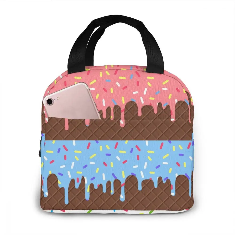 

Flowing Ice Cream Glaza Lunch Bag Portable Insulated Thermal Cooler Bento Lunch Box Tote Picnic Storage Bag Pouch