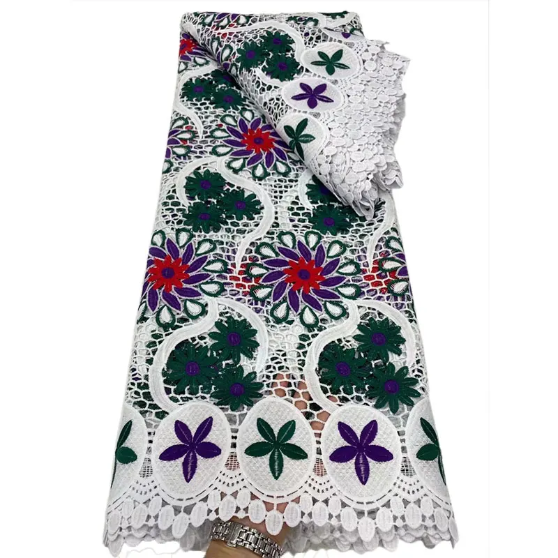 Недорогая гипюровая Высококачественная многоцветная вышивка африканская