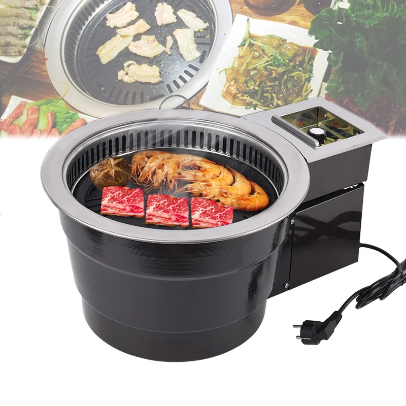 

Commercial Carbon Barbecue Grill Korean BBQ Machine Smokeless Charcoal Grill Oven Stainless Steel Roasting Pan