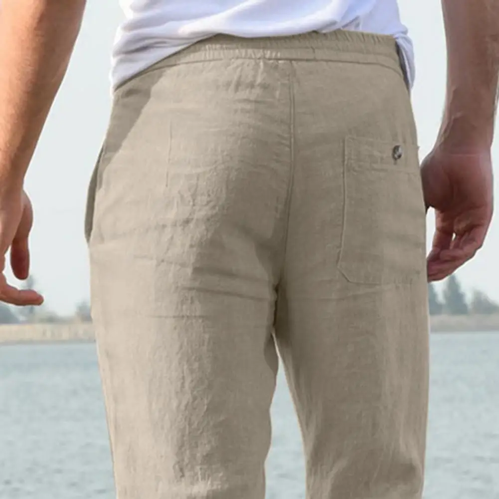 

Men's Joggers Pants 2021 Solid Color Men Pants Side Pockets Soft Elastic Waist Drawstring Long Pants Streetwear