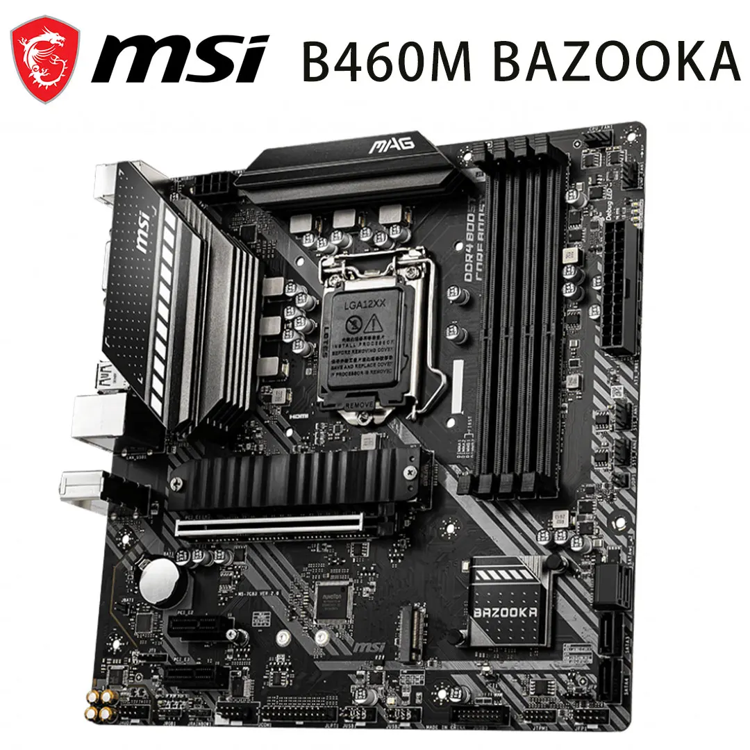 Kaufen Motherboard MSI B460M BAZOOKA LGA 1200 DDR4 Speicher 128GB PCI-E 3,0 M.2 2021 Neue Desktop Micro ATX Intel B460 Mainboard Dropship